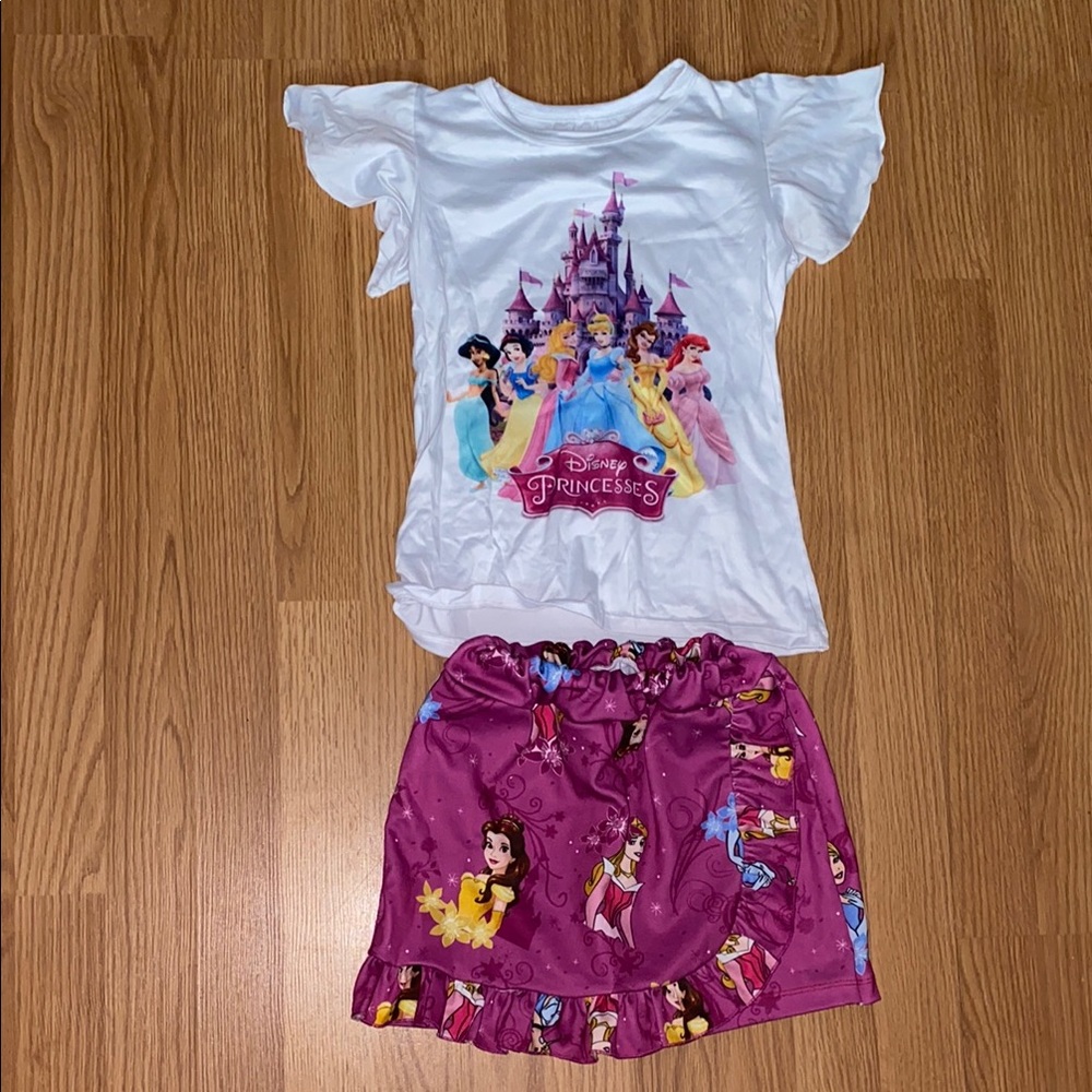 Disney Princess White Top and Purple Skirt Set